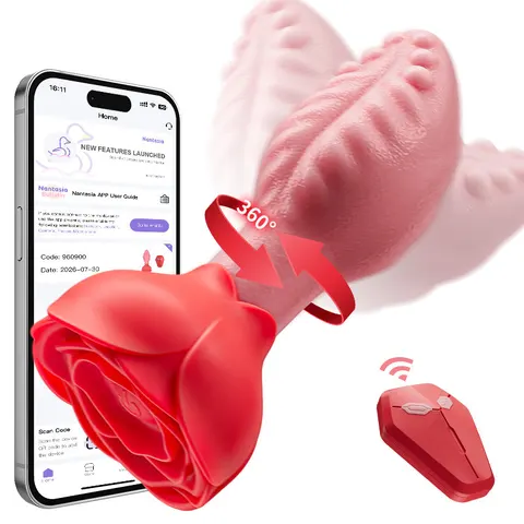 Sera - Tongue-Shaped 360° Rotating Anal Plug with Rose Base for Women & Men
